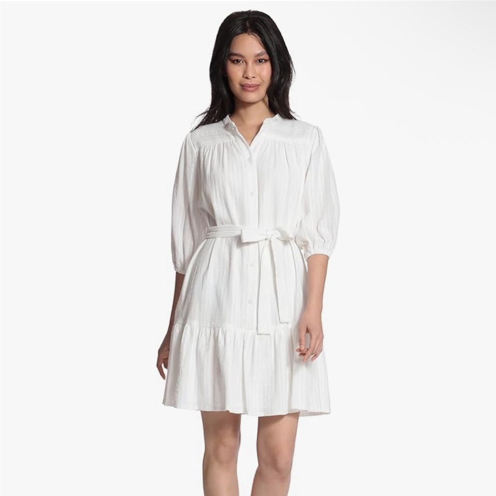 Maggy London White Belted Dress
